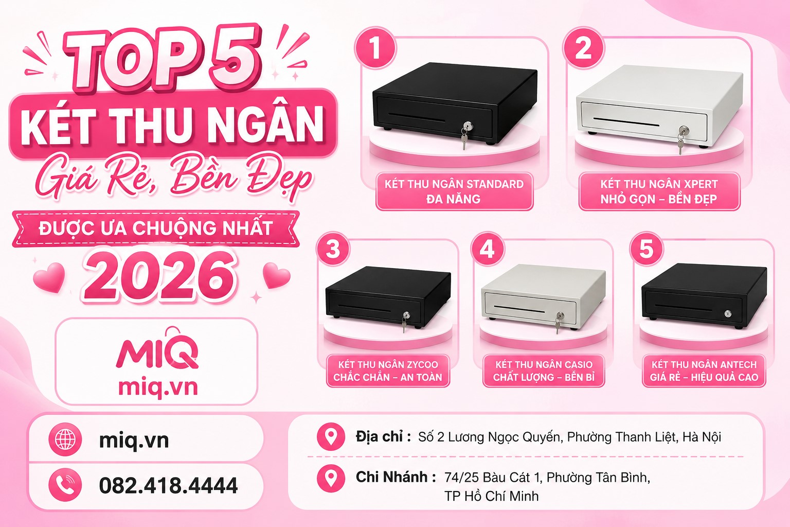 Top 5 Két Thu Ngân Giá Rẻ, Bền Đẹp Được Ưa Chuộng Nhất 2026