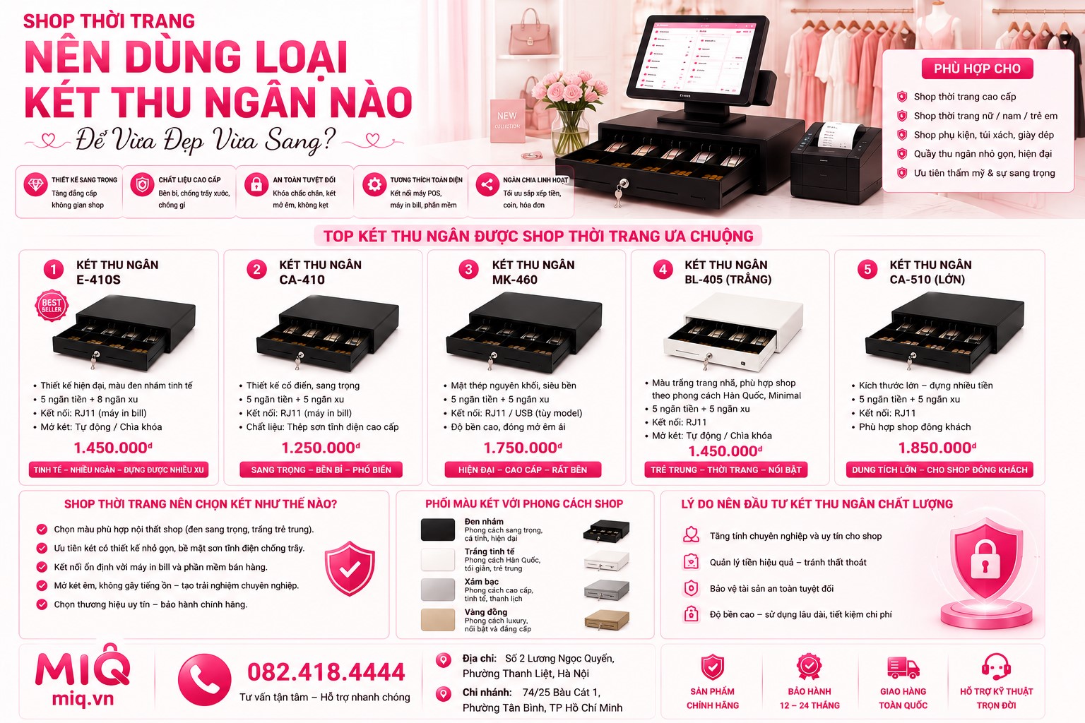 Két Thu Ngân Cho Shop Thời Trang: Chọn Loại Nào Vừa Đẹp Vừa Sang?