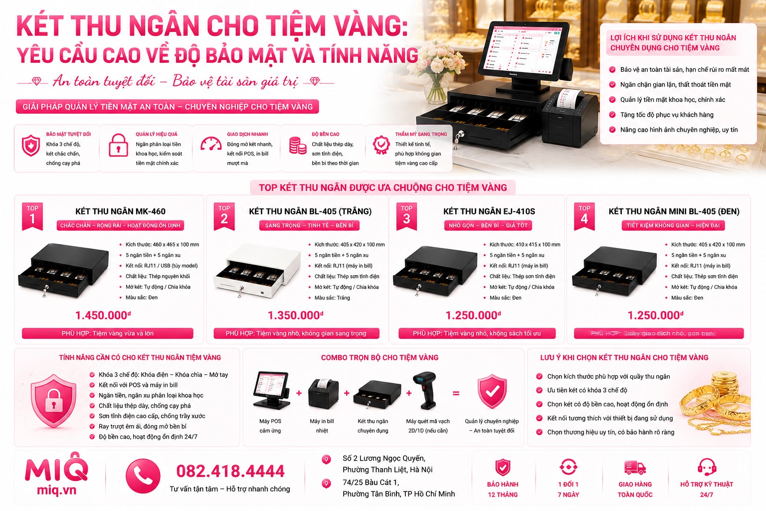 Két Thu Ngân Cho Tiệm Vàng: Yêu Cầu Cao Về Độ Bảo Mật Và Tính Năng