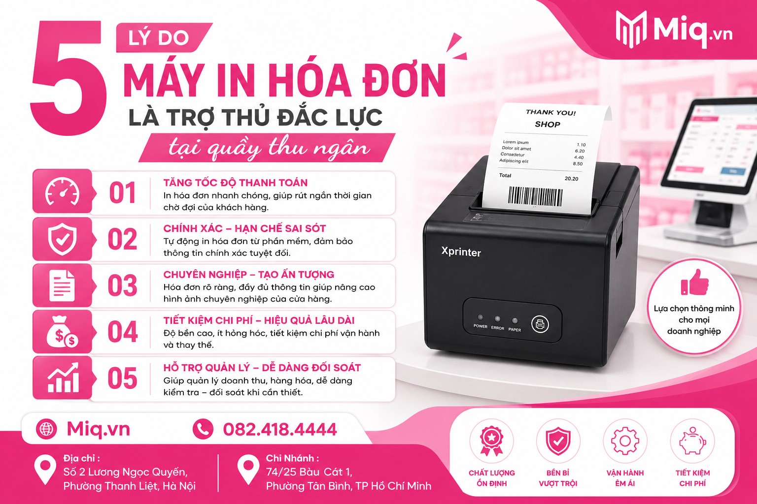 5 Lý Do Máy In Hóa Đơn Là Trợ Thủ Đắc Lực Tại Quầy Thu Ngân