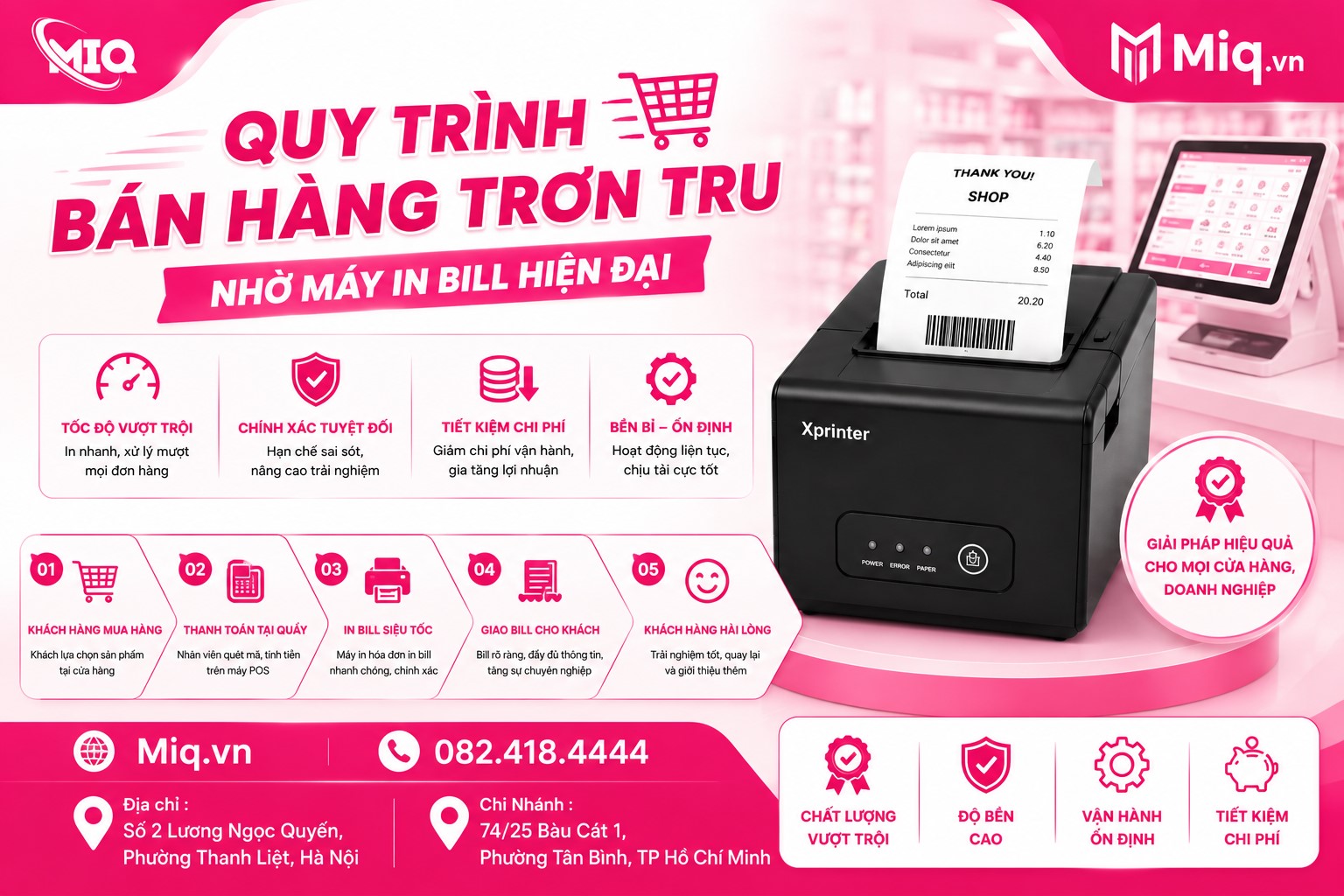 Quy Trình Bán Hàng Trơn Tru Nhờ Máy In Bill Hiện Đại