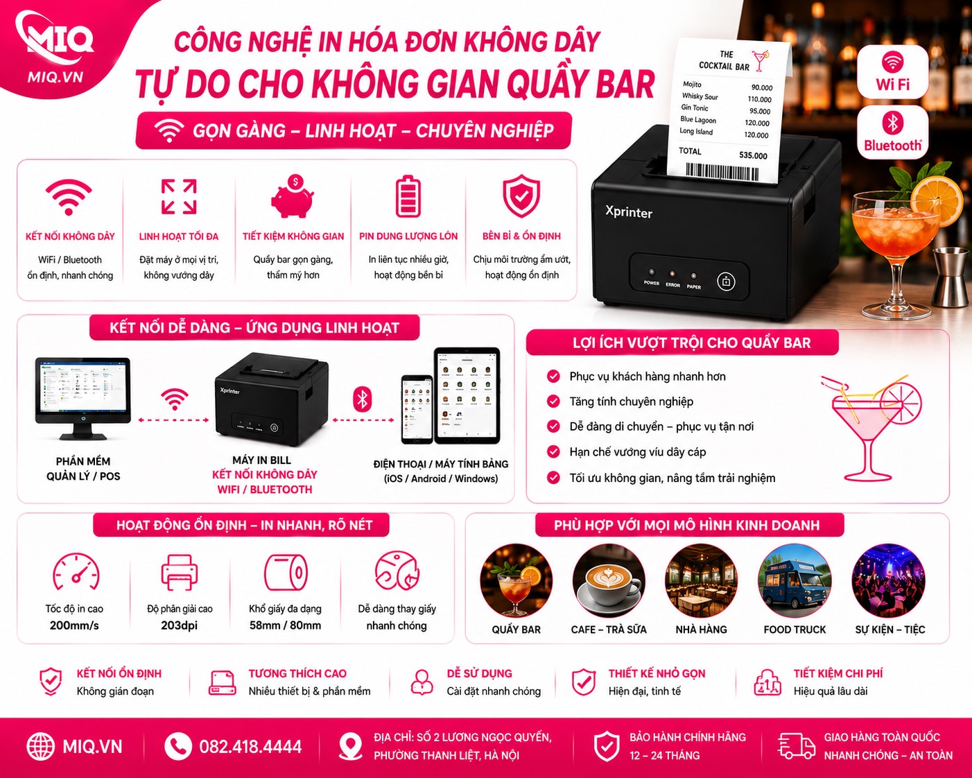 Công Nghệ In Hóa Đơn Không Dây – Tự Do Cho Không Gian Quầy Bar