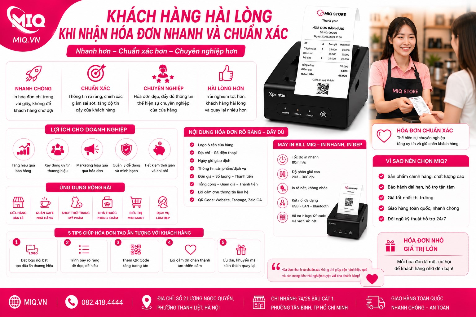 Khách Hàng Hài Lòng Khi Nhận Hóa Đơn Nhanh Và Chuẩn Xác Từ Máy In Hóa Đơn