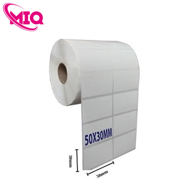 Giấy in tem mã vạch 2 tem 50×30 cuộn 50m (Decal thường)