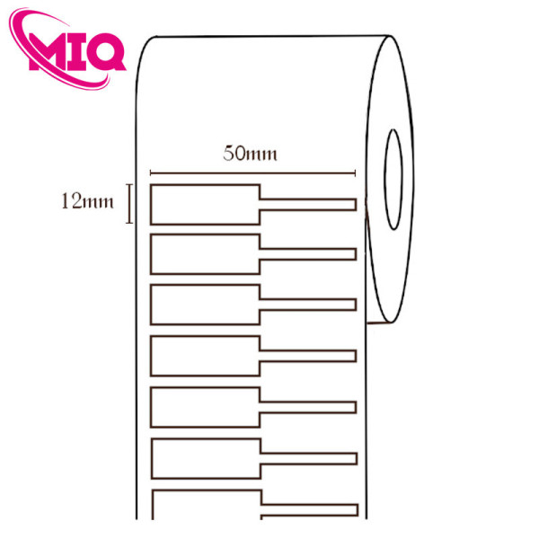 Giấy in tem vàng PVC 50x12mm cuộn 50mm – Tem nữ trang, tem vàng