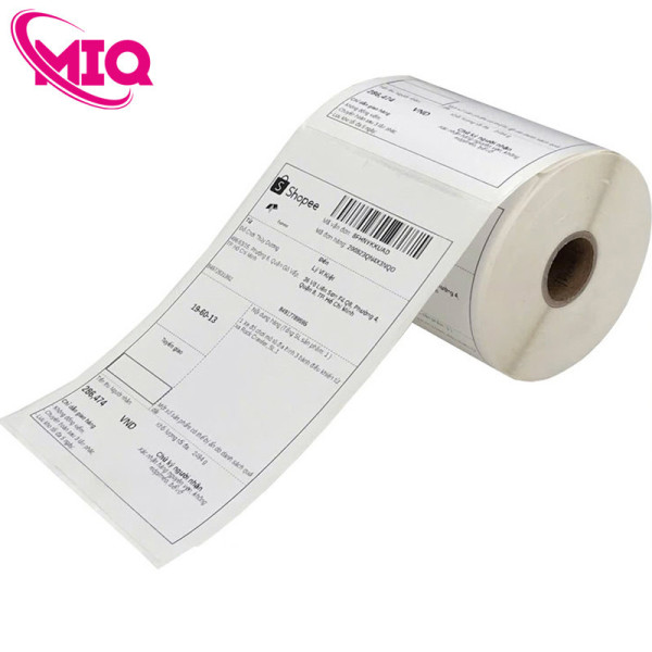 Giấy in hóa đơn bán hàng lazada, tiki, shopee tem 75X100 (1 cuộn 300 tem, bóc dán tiện dụng)