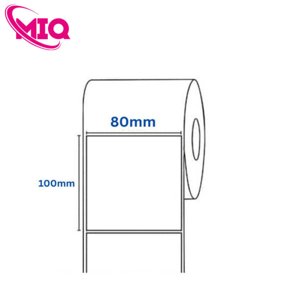 Giấy in mã vạch 1 tem 80x100mm cuộn 50m (Decal thường)