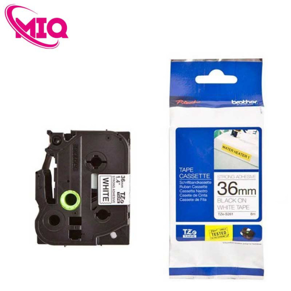 Nhãn TZe-s261 siêu dính - Chữ đen trên nền trắng 36mm