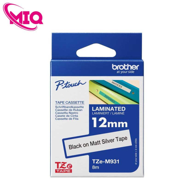 Nhãn TZe-m931 bạc - Chữ đen trên nền bạc 12mm