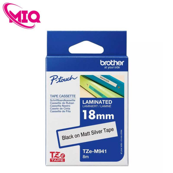 Nhãn TZe-m941 bạc - Chữ đen trên nền bạc 18mm