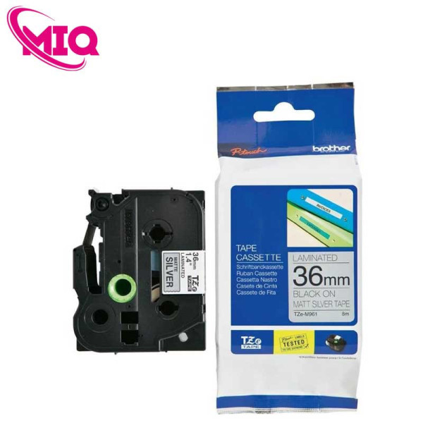 Nhãn TZe-m961 bạc - Chữ đen trên nền bạc 36mm