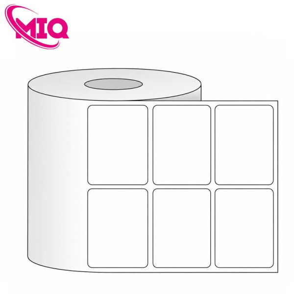 Giấy in mã vạch PVC 2 tem 50x40x50M, bo góc