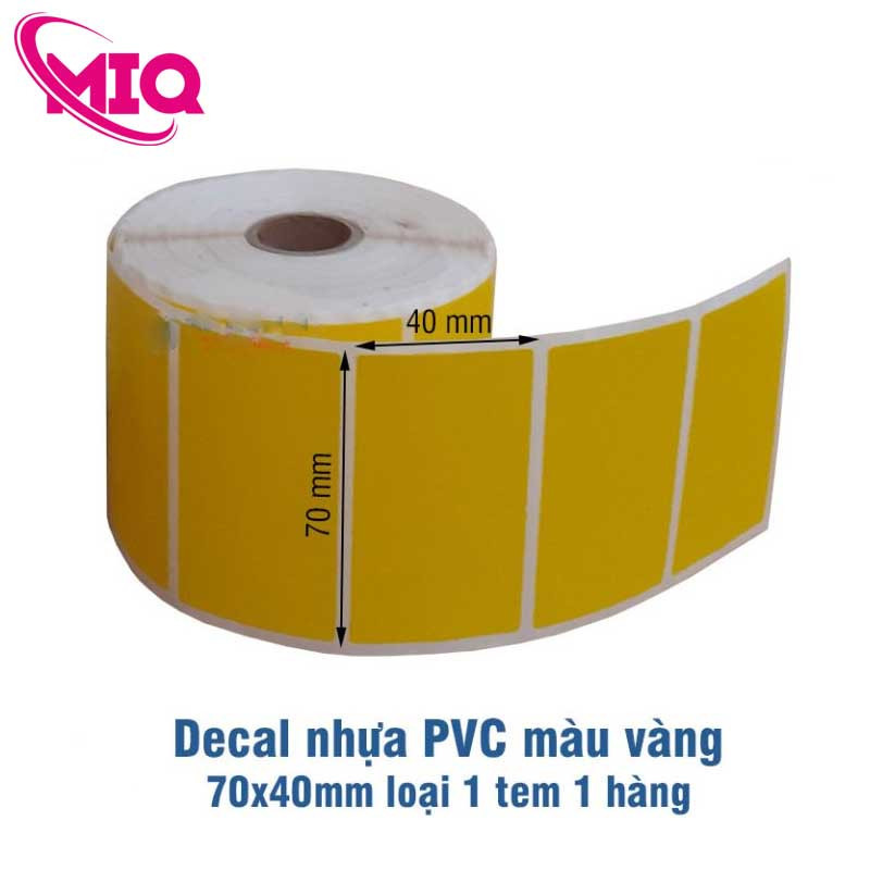 Decal nhựa PVC 70x40mm màu vàng – Tem nổi bật chống nước bền đẹp