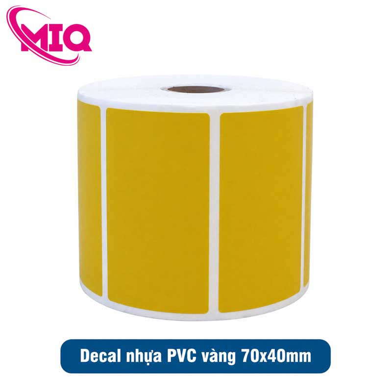 Decal nhựa PVC 70x40mm màu vàng – Tem nổi bật chống nước bền đẹp